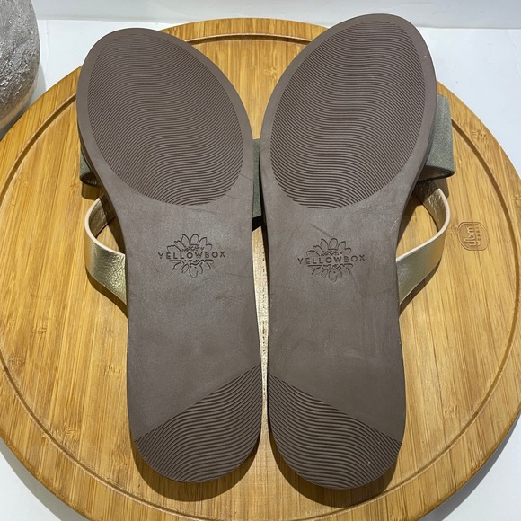 Yellow Box Baran Cork Thong Sandal Women’s 10 Metallic Gold Strap Boho Slide - Picture 7 of 8